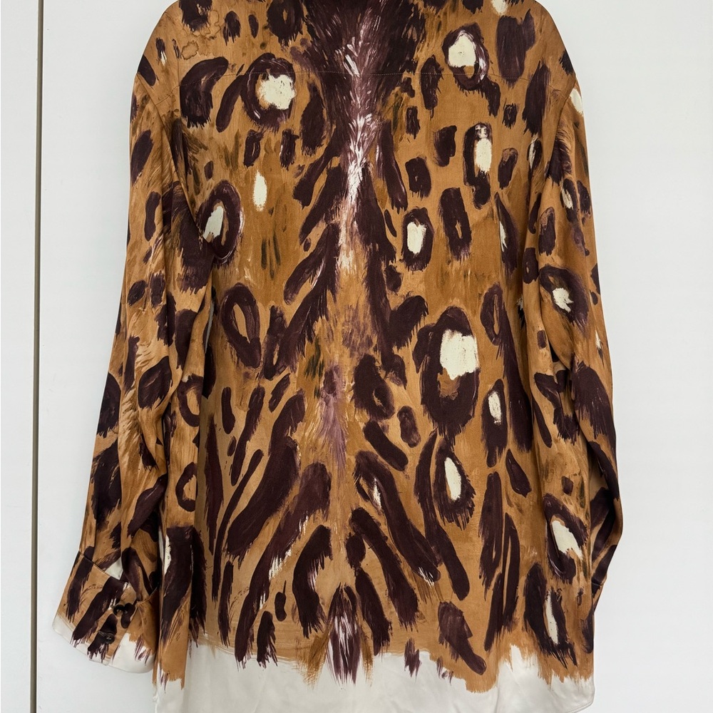 Marni Brown and Purple Abstract Silk Button-Up - Picture 5 of 12